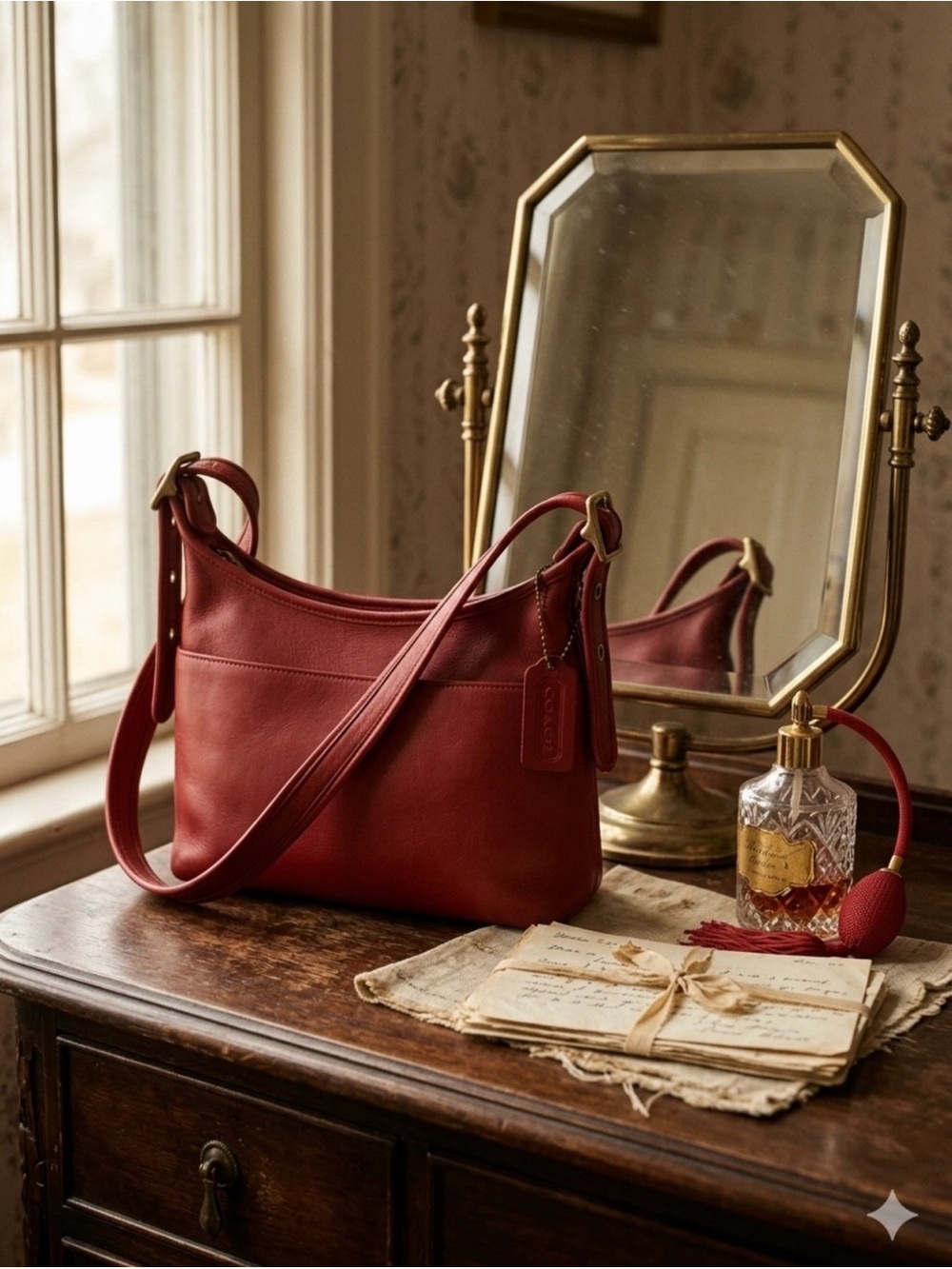 Coach Red Leather Shoulder Bag with Tag